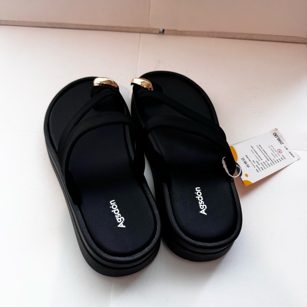 Black Strappy Slide Sandals Women’s size 6 - Picture 3 of 11